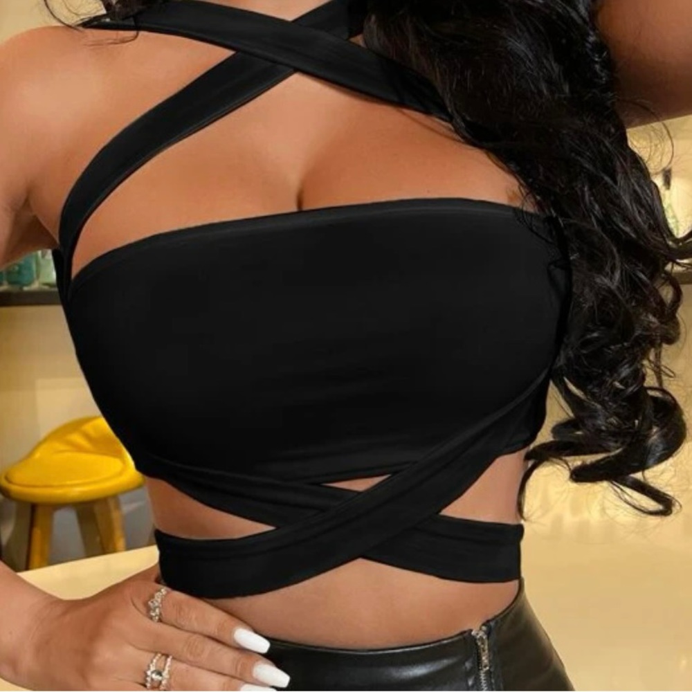 New sxy crisscross tank top black